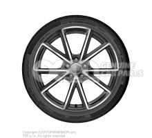 Aluminium rim with summer tyre matt titanium-look finely turned