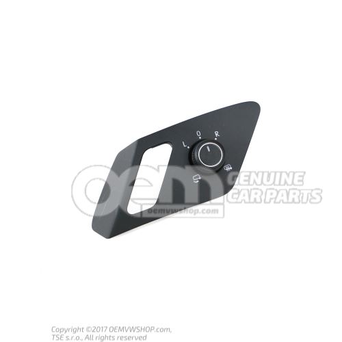 Switch for electric adjustable exterior mirrors, heated and black/aluminium 5G0959565AGICX