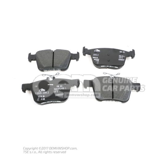 1 set of brake pads for disk brake size 300X12MM 3Q0698451D